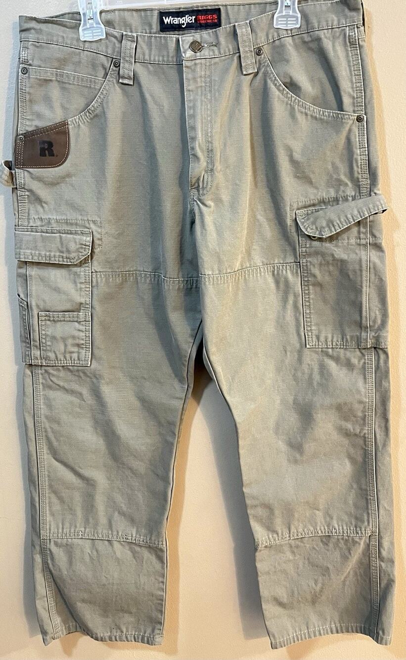 Wrangler Riggs Workwear Cargo Pants Men's 36x30 103W060BR Khaki Relaxed EUC